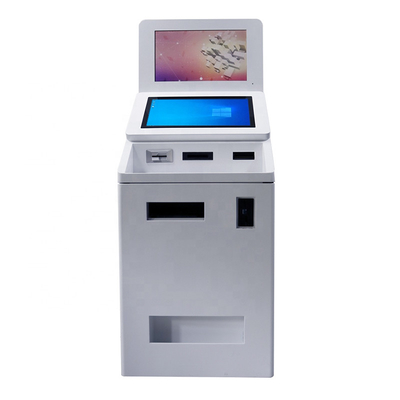 حجم الشاشة المزدوجة قارئ بطاقة الماسح الضوئي QR ، صرف النقود والعملات المعدنية ، خدمة الدفع الذاتي ، ماكينة كشك الصراف الآلي