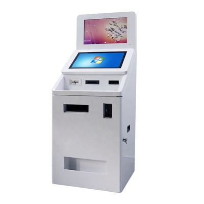 حجم الشاشة المزدوجة قارئ بطاقة الماسح الضوئي QR ، صرف النقود والعملات المعدنية ، خدمة الدفع الذاتي ، ماكينة كشك الصراف الآلي